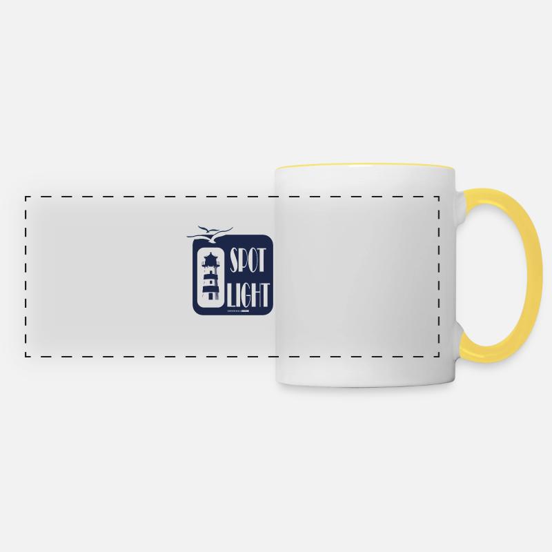 Cool Lighthouse Motif Sea Coast Beach Gift - Panoramic Mug - white/yellow