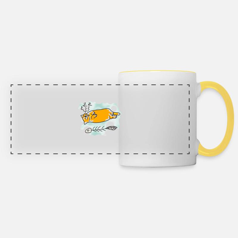 Happy cat - Panoramic Mug - white/yellow
