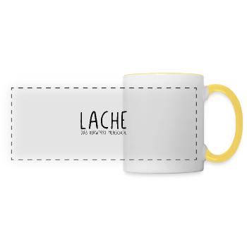 Lache das verwirrt Menschen - Panoramatasse - Weiß/Gelb - Vorne