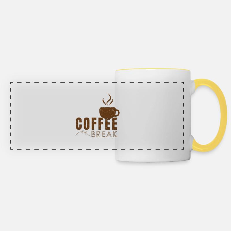 Pause-café - Mug panoramique contrasté et blanc - blanc/jaune