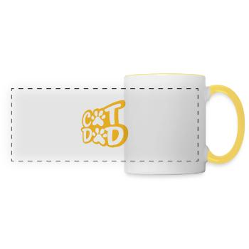 Logo Chats Papa Paw - Mug panoramique contrasté et blanc - blanc/jaune - Devant