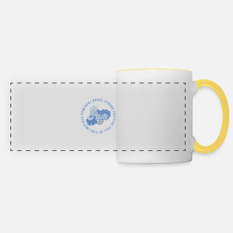 Jam - Strength Courage Power Positive thinking - Panoramic Mug - white/yellow
