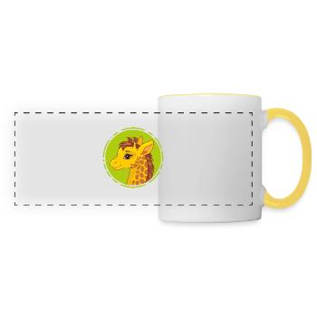 Portrait d’une girafe de dessin animé souriante - Mug panoramique contrasté et blanc - blanc/jaune - Devant