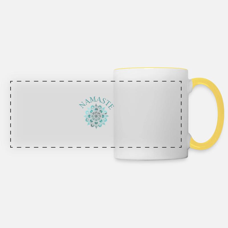 Namaste Mandala - Panoramic Mug - white/yellow