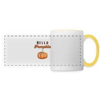 hello pumpkin - Mug panoramique contrasté et blanc - blanc/jaune - Devant