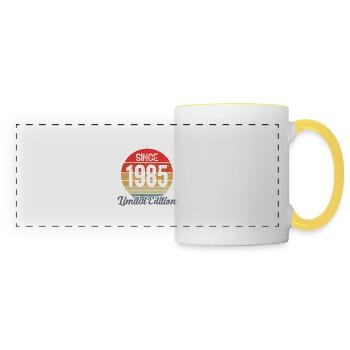 amazing since 1985 - anniversaire - Mug panoramique contrasté et blanc - blanc/jaune - Devant