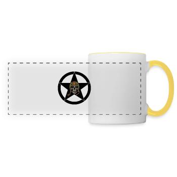 Bobber style skull, ideal for bikers! - Panoramic Mug - white/yellow - Front