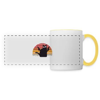 Pew Pew Funny Cat - Panoramic Mug - white/yellow - Front