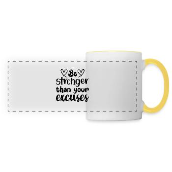 be stronger than your excuses - citation positive - Mug panoramique contrasté et blanc - blanc/jaune - Devant