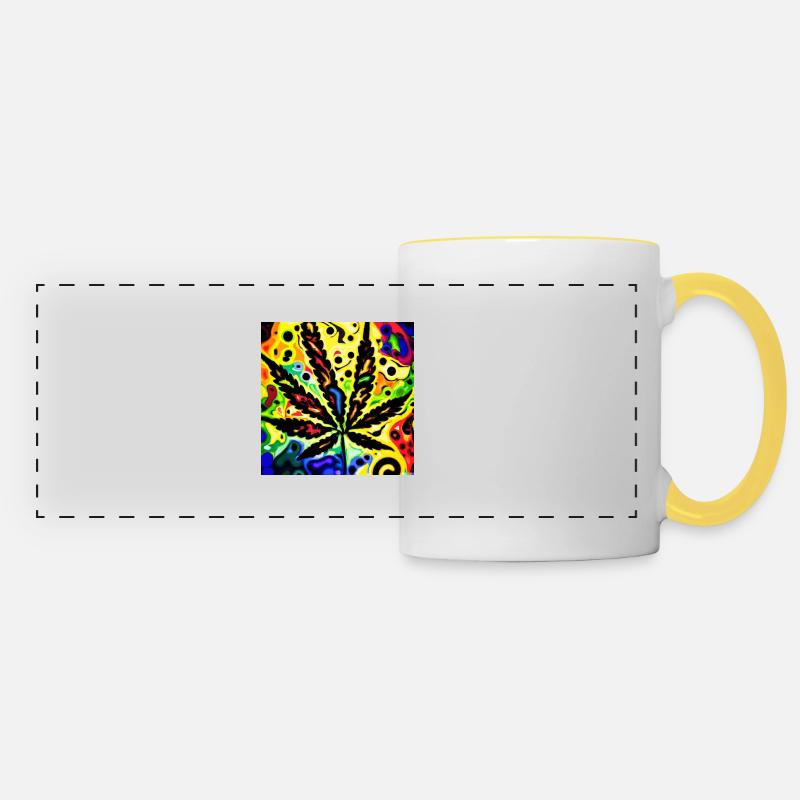 Psychedelic Cannabis - Panoramic Mug - white/yellow