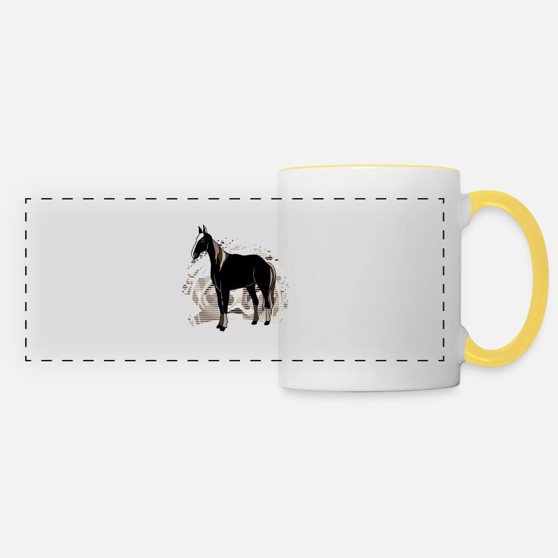 Pferd - Panoramatasse - Weiß/Gelb