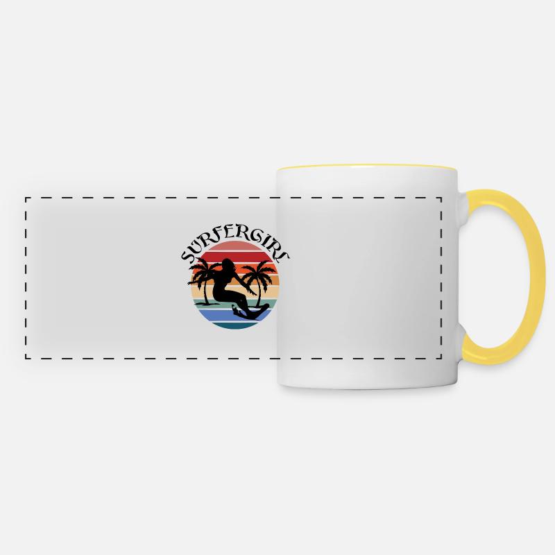 Surfing Surfboard Surfer Gift Idea - Panoramic Mug - white/yellow