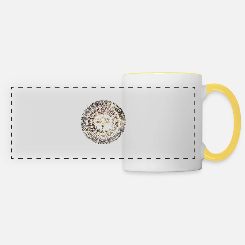 Mandala - Mug panoramique contrasté et blanc - blanc/jaune