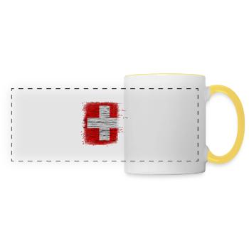 Drapeau de la Suisse - Mug panoramique contrasté et blanc - blanc/jaune - Devant