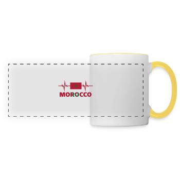 Maroc Football 2022 Maroc Heartbeat Maroc - Mug panoramique contrasté et blanc - blanc/jaune - Devant