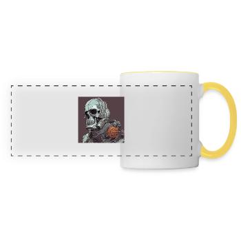 Soldier robot skull of the future - Panoramic Mug - white/yellow - Front