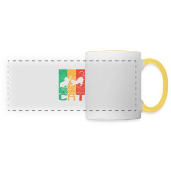 Cat Vintage Rétro - Mug panoramique contrasté et blanc - blanc/jaune - Devant
