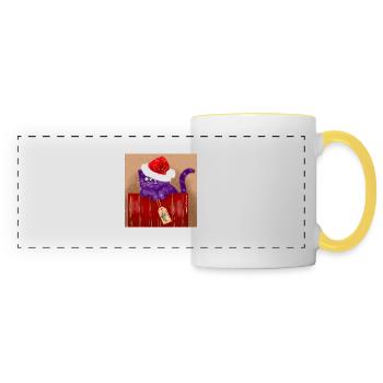 Chat de Noël - Mug panoramique contrasté et blanc - blanc/jaune - Devant