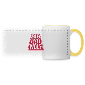 big bad wolf quote - Panoramic Mug - white/yellow - Front