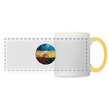 Regenbogenfarbene Steine - Panoramatasse - Weiß/Gelb - Vorne