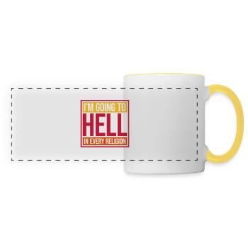 En allant en enfer - Mug panoramique contrasté et blanc - blanc/jaune - Devant