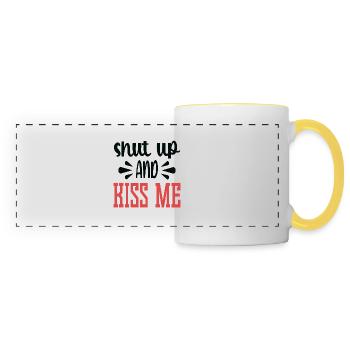 Shut Up and Kiss me - Panoramatasse - Weiß/Gelb - Vorne