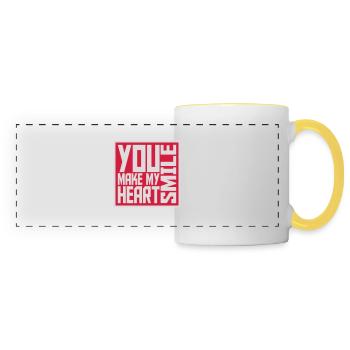 Faire sourire mon cœur - Mug panoramique contrasté et blanc - blanc/jaune - Devant