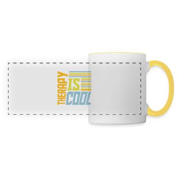 therapy is cool Quote - Panoramic Mug - white/yellow - Front