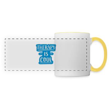 therapy is cool Quote - Panoramic Mug - white/yellow - Front