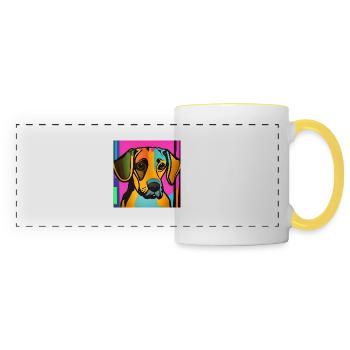 Chien Pop Art - Mug panoramique contrasté et blanc - blanc/jaune - Devant