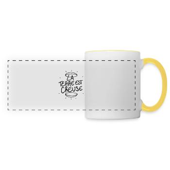 La terre est creuse - Mug panoramique contrasté et blanc - blanc/jaune - Devant