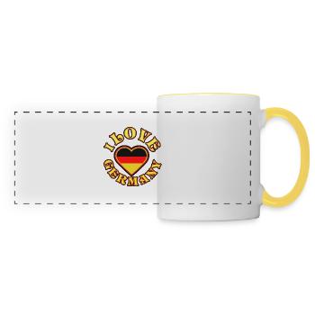 J’aime l’Allemagne, drapeau allemand, noir-rouge-or - Mug panoramique contrasté et blanc - blanc/jaune - Devant