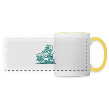 rollerblades patins rollers rollerskates retro - Mug panoramique contrasté et blanc - blanc/jaune - Devant