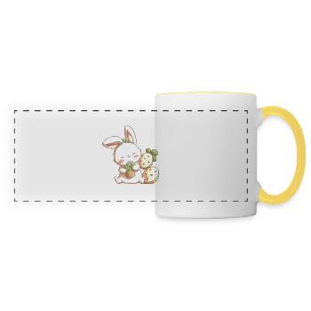 lapin mignon - Mug panoramique contrasté et blanc - blanc/jaune - Devant