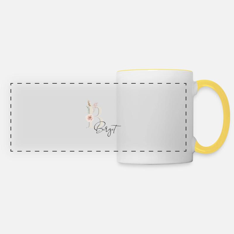 Birgit! Nom Boho - Mug panoramique contrasté et blanc - blanc/jaune