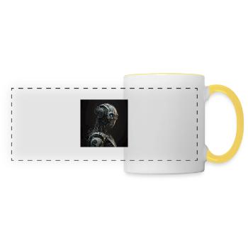 Blauäugiger Cyborg-Roboter - Panoramatasse - Weiß/Gelb - Vorne