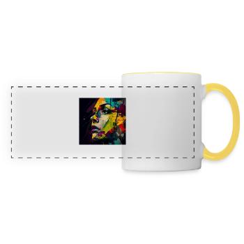 Design abstrait de femme - Mug panoramique contrasté et blanc - blanc/jaune - Devant