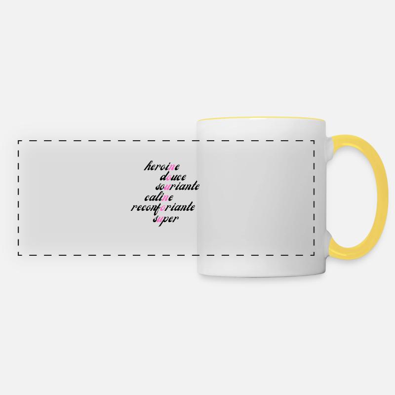 nounou de l'année - Mug panoramique contrasté et blanc - blanc/jaune