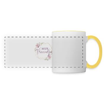Beste Freundin! Frühling Floral personalisierbar - Panoramatasse - Weiß/Gelb - Vorne