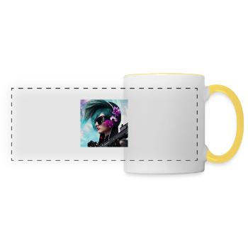 Cyber style Girl Woman Flower Sunglasses - Panoramic Mug - white/yellow - Front
