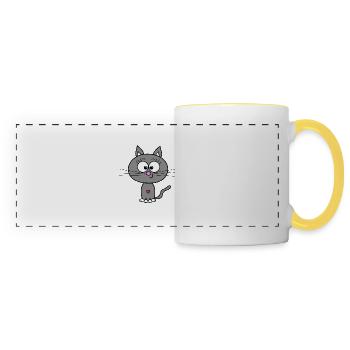 Gris chat - Mug panoramique contrasté et blanc - blanc/jaune - Devant