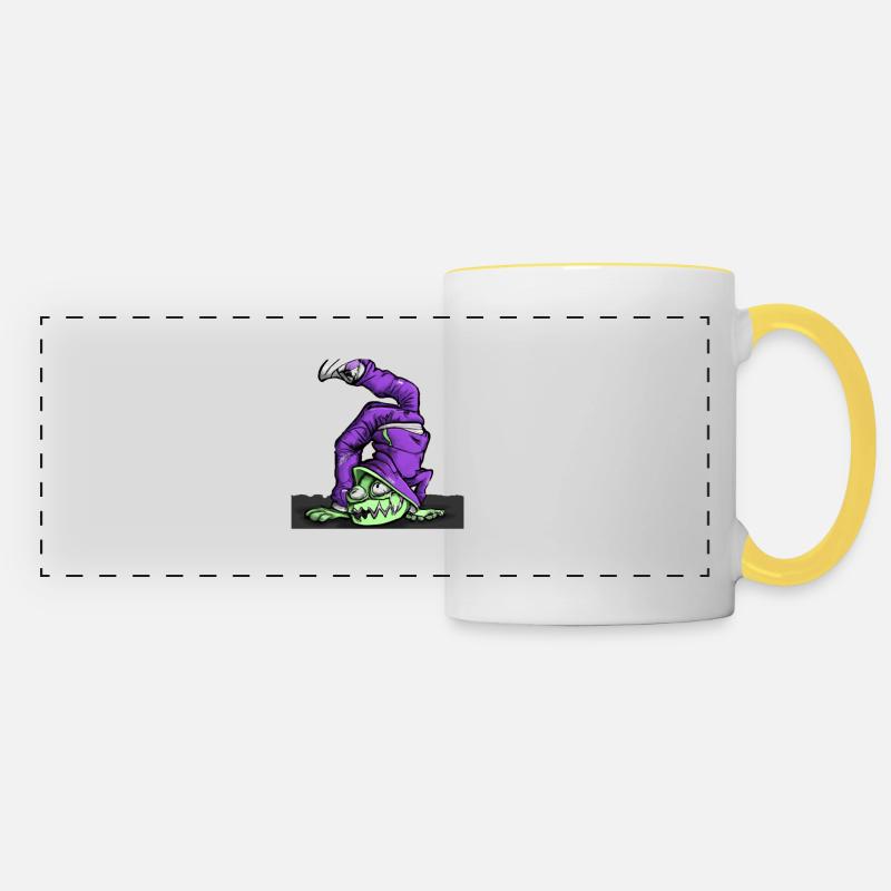 Breakdance Monster - Panoramic Mug - white/yellow