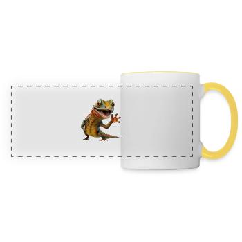hello lezard - Mug panoramique contrasté et blanc - blanc/jaune - Devant
