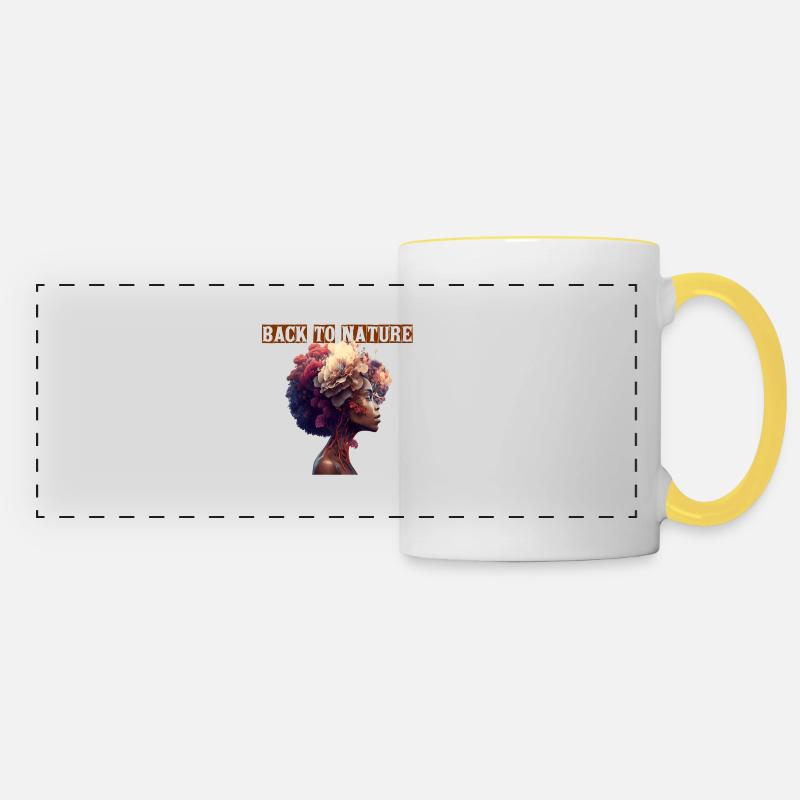 Blooming Woman's Head Back to Nature Gift - Panoramic Mug - white/yellow