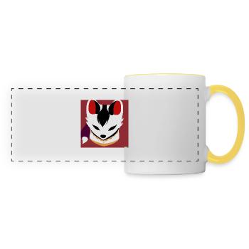 Kitsun Vaporwave Japanese Kami Vaporwave Kitsune - Panoramic Mug - white/yellow - Front
