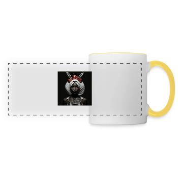 femmes noires LAPIN BLANC CACHE OEUFS DE PAQUES - Mug panoramique contrasté et blanc - blanc/jaune - Devant