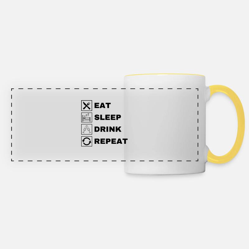 Eat Sleep Drink Repeat - Panoramic Mug - white/yellow