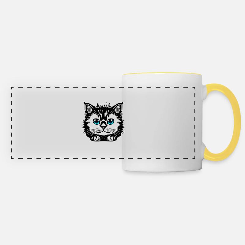 Cute Cat - Panoramic Mug - white/yellow