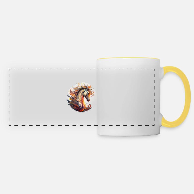 rabid unicorn - Panoramic Mug - white/yellow