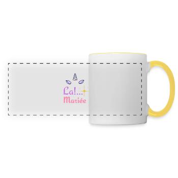 "La Mariée licorne" - Pour un mariage inoubliable - Mug panoramique contrasté et blanc - blanc/jaune - Devant